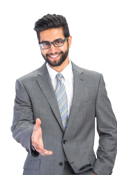 a men wearing coat pent posing handshake looking so professional photo